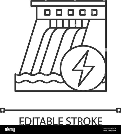 Wasserkraftwerk lineare Symbol Wasser Energie Anlage Dünne Linie