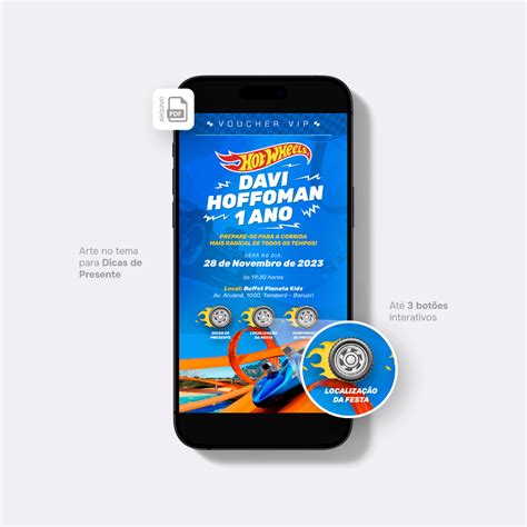 Convite Digital Hot Wheels Modelo 7 Aposte confiança na 1 tempo