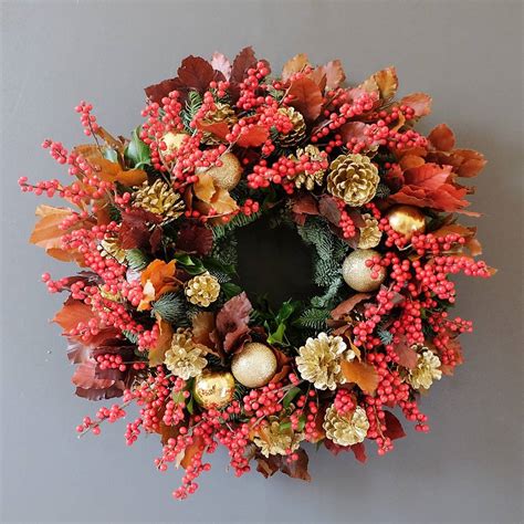 Berry Galore Festive Wreath Luxury Pine And Ilex Berry Colourful Wreath