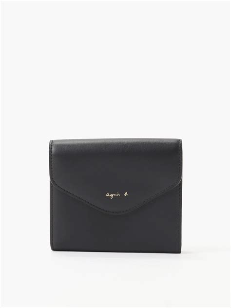 black compact leather wallet | agnès b.