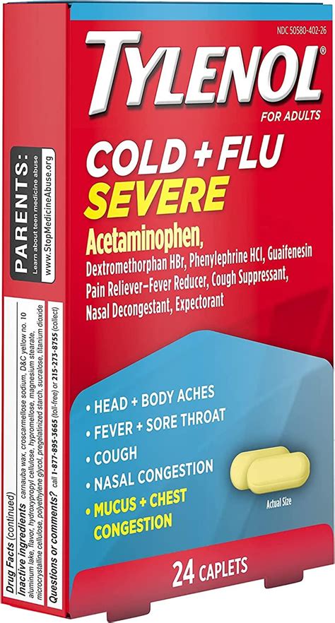 Tylenol Cold Flu Severe Medicine Caplets For Fever Pain Cough