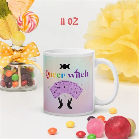 Queer Witch Funny Coffee Mug White Glossy Mug Gift For Queer People Gay Bisexual Transexual