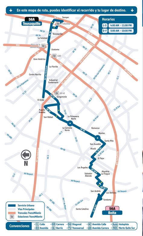 Mapa Urbana SITP 56A Teusaquillo Boita 1 Mirutafacil