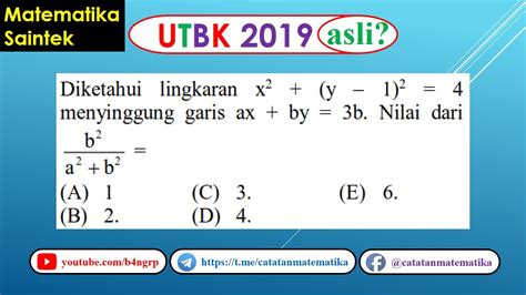 Soal Asli UTBK 2019 Matematika Saintek Persamaan Lingkaran YouTube