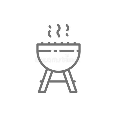 Vector Bbq Barbacoa Icono De L Nea Plana De Parrilla Exterior