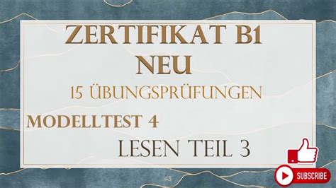 Goethe Und Sd Zertifikat B Neu B Pr Fung Test Lesen B