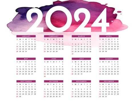 Kalender 2024 Einfach Bunt Premium Vektor