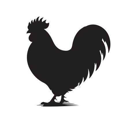 Black and white chicken, hen silhouette illustration. on isolated white ...