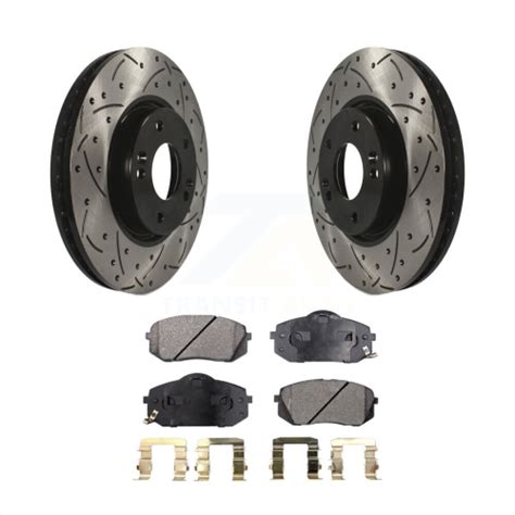 Front Drilled Slot Brake Rotor Semi Metallic Pad Kit For Hyundai Tucson