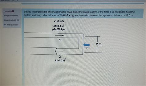 Solved Question Steady Incompressible And Inviscid Water Chegg