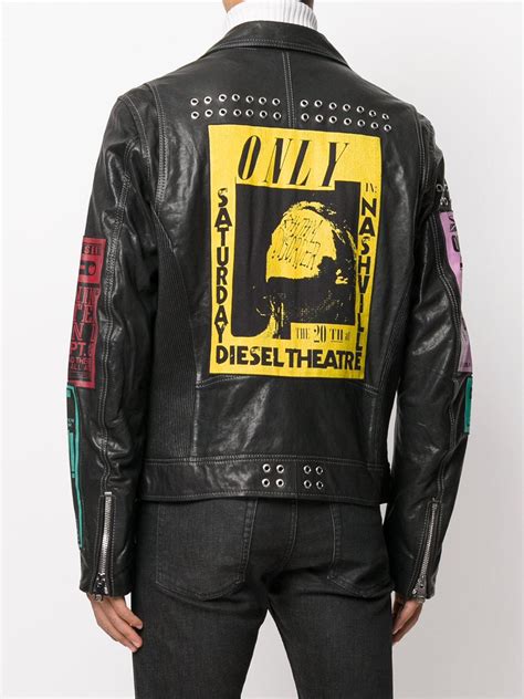 Diesel Cotton Multi Patches Biker Jacket In Black For Men Lyst