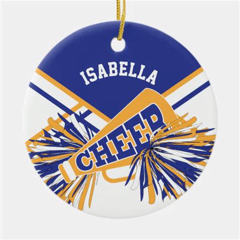 Cheerleader White Blue And Gold Ceramic Ornament Zazzle