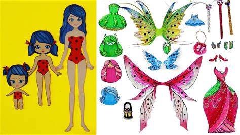 Paper Dolls Dress Up Dresses Handmade Quiet Book Ladybug Story And Crafts Youtube