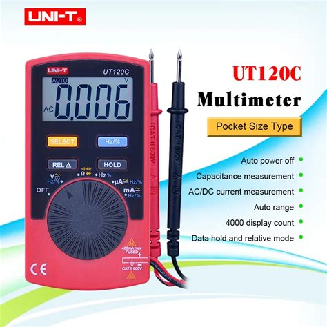 UNI T ut120c lcd mini multímetro digital portátil voltímetro tester