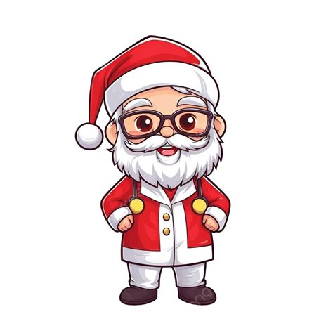 Cute Doctor Wearing Santa Hat Cartoon Illustration Christmas Concept