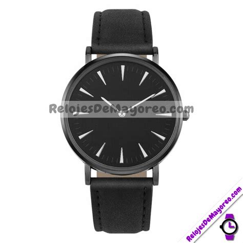 Reloj negro extensible piel sintética sin números elegante R2605