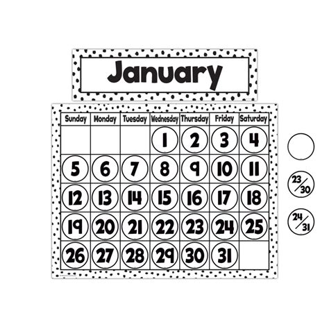 Black Painted Dots on White Calendar Chart - TCR7080 | Teacher Created ...