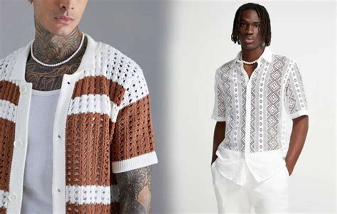 Inspiração Camisa Masculina de Crochê