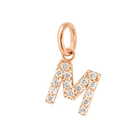 Pendentif Lucky Letter M Or Rose Diamants Gigi Clozeau Créateur De Bijoux