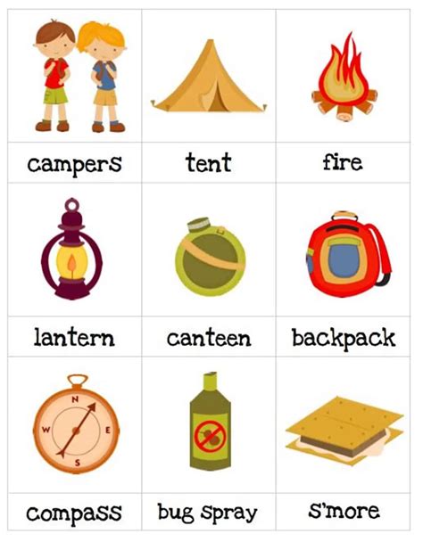 English Vocabulary Camping Tool Set ESLBUZZ