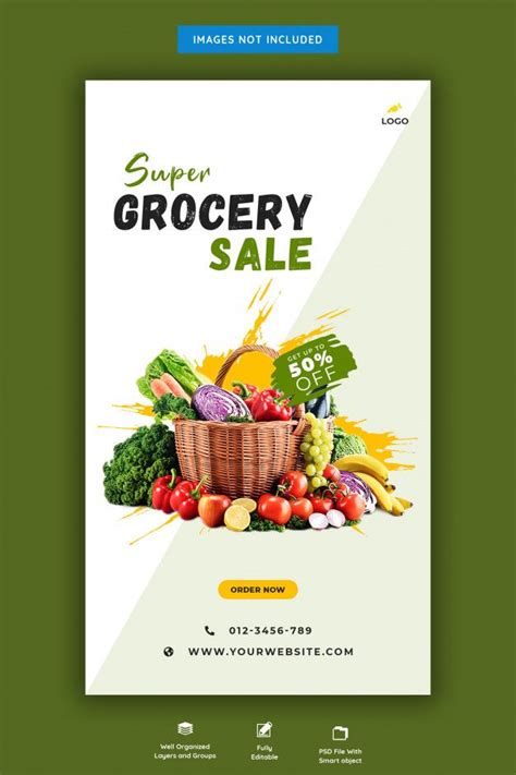 Premium Psd Fresh Grocery Sale Banner Grocery Sales Grocery Store