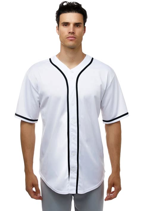 JC DISTRO Men's Baseball Jersey Short Sleeve Plain Button Down Team ...