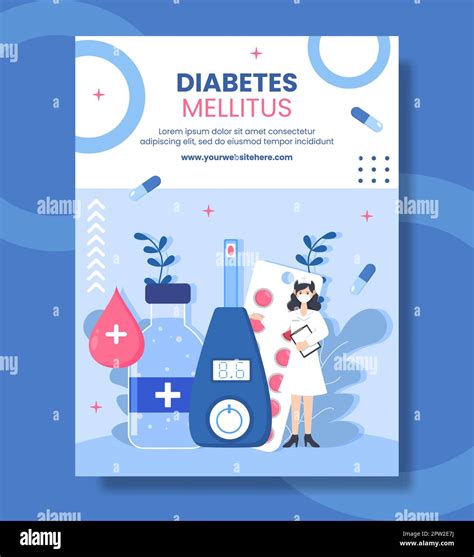 Diabetes Testing Healthcare Poster Flat Cartoon Hand Drawn Templates