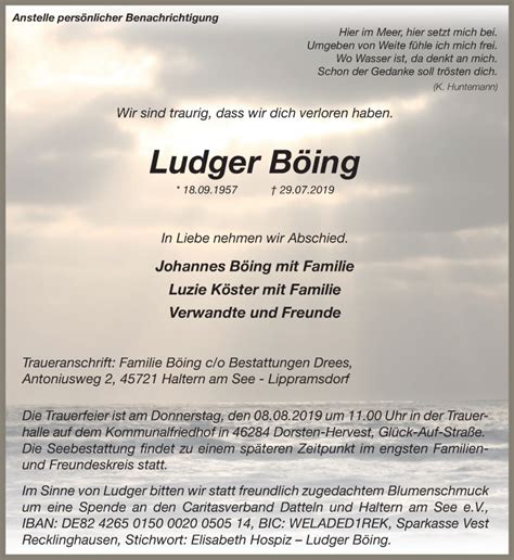 Traueranzeigen von Ludger Böing sich erinnern de