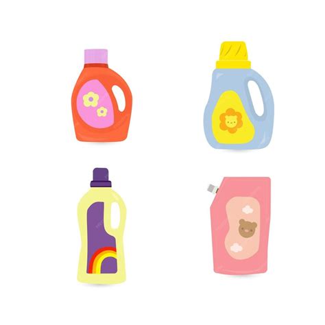 Premium Vector Vector Laundry Detergents Bottles And Sachet Cute Style