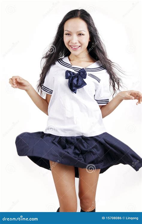 Écolière mignonne photo stock Image du uniforme ethnique 15708086