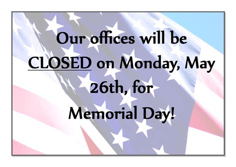 printable closed for memorial day sign 1