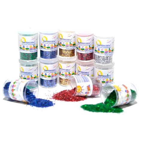 Kit Glitter Escolar Pvc Met Lico Pote G Lantecor Purpurina