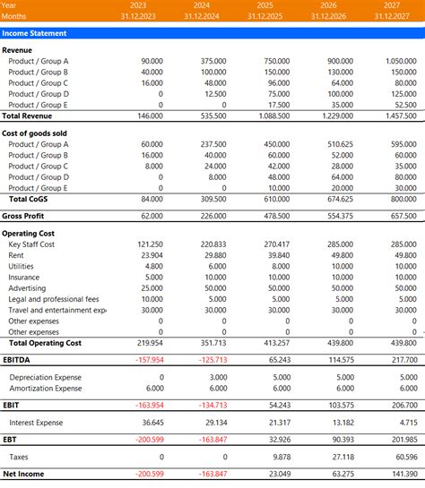 Financial Statements Excel Template