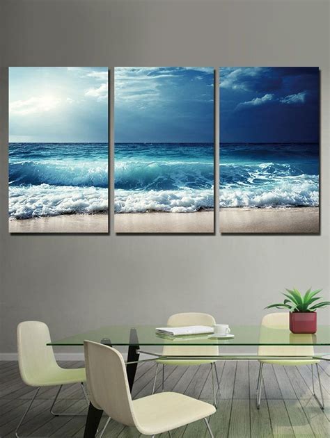 Three Canvas Painting Beach Painting Diy Canvas Art Canvas Wall Art