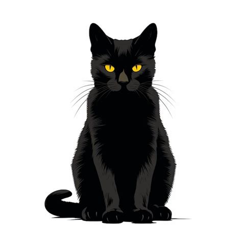 Hay Un Gato Negro Sentado En El Suelo Con Ojos Amarillos Ai Generativo