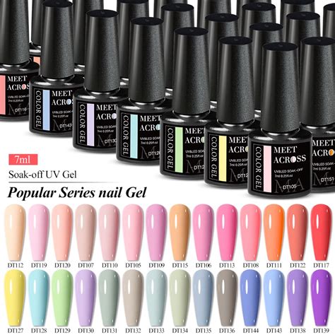MEET ACROSS Nude Color Gel Nail Polish Soak Off Base Top Coat UV LED Nail Art Varnishes 7ml
