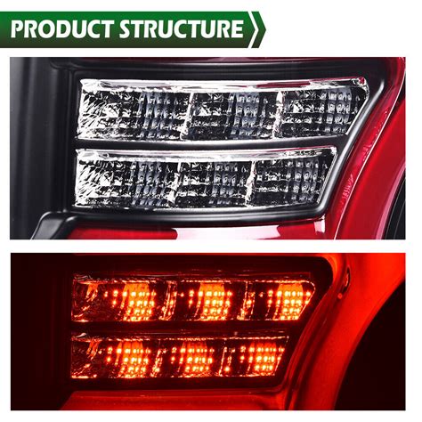 Fit For 2009 2014 Ford F 150 Redblack Led Tube Tail Lights Brake Lamps Assembly Ebay