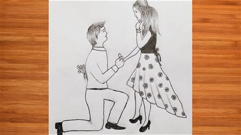 Romantic Propose Drawing How To Draw Romantic Couple For Beginners