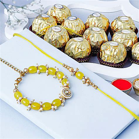 Sunkissed Stone Work Lumba Pearl Rakhi Combo Canada Gift Sunkissed