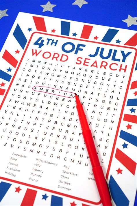 4th Of July Word Search Printable Happiness Is Homemade