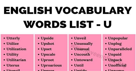 Words That Start With U Useful Words Starting With U Love English