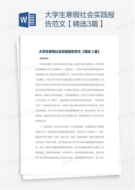 大学生寒假社会实践报告范文【精选3篇】word模板免费下载编号1k3a28owz图精灵