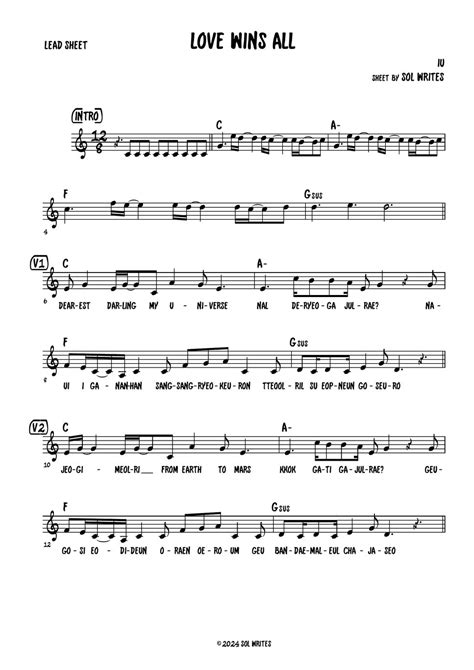 Iu Love Wins All Eng Lead Sheet Chords Melody And Lyrics Lembar Musik By Sol Writes