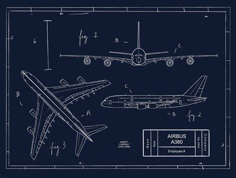 Customizable Airbus A380 Blueprint Illustration - Etsy