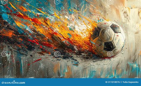 Soccer Ball Painting On Wall Stock Photo Image Of Room Recreation