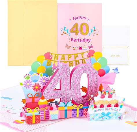 Joyoldelf 40th Birthday Card Pop Up Greeting Cards 3d Pop Up Card