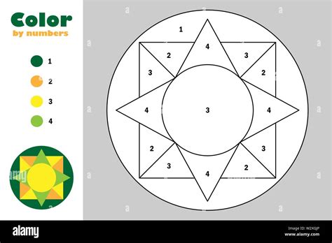 Mandala De Estilo De Dibujos Animados Color Por Número Papel Del Juego Educativo Para El