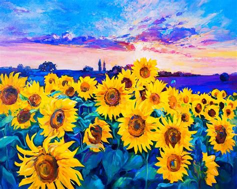 Oil Painting Landscape Painting Canvas Art Framed Art Sunflower Field