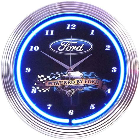 Powered By Ford Neon Clock At Brookstone—buy Now Neon Clock Chrome