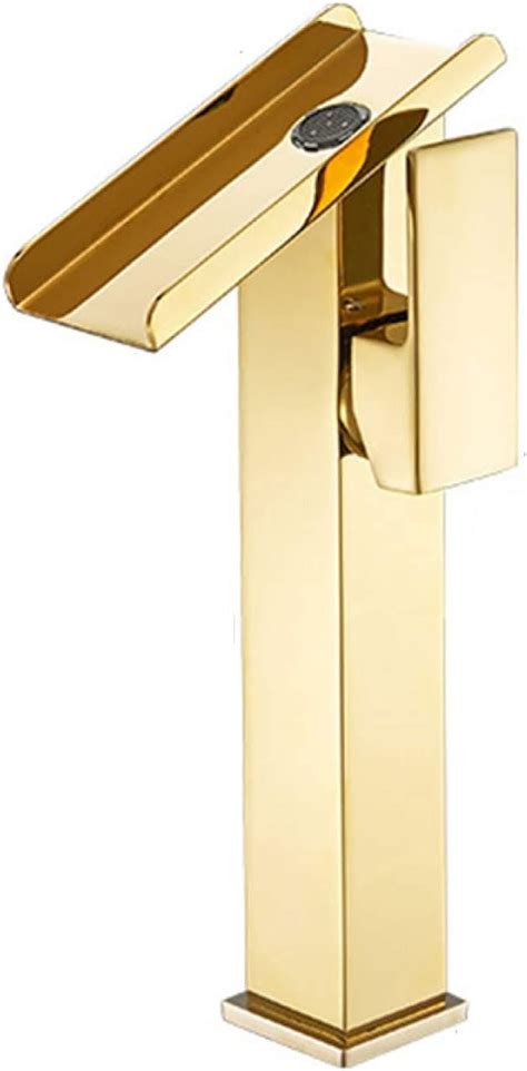 Waterfall Bathroom Faucet Gold Hot And Cold Sink Mixer Tap Brass Waterfall Single Handle
